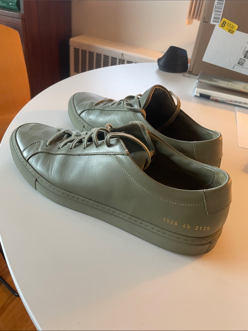 Common Projects Matte Olive Leather Low-Top Sneakers